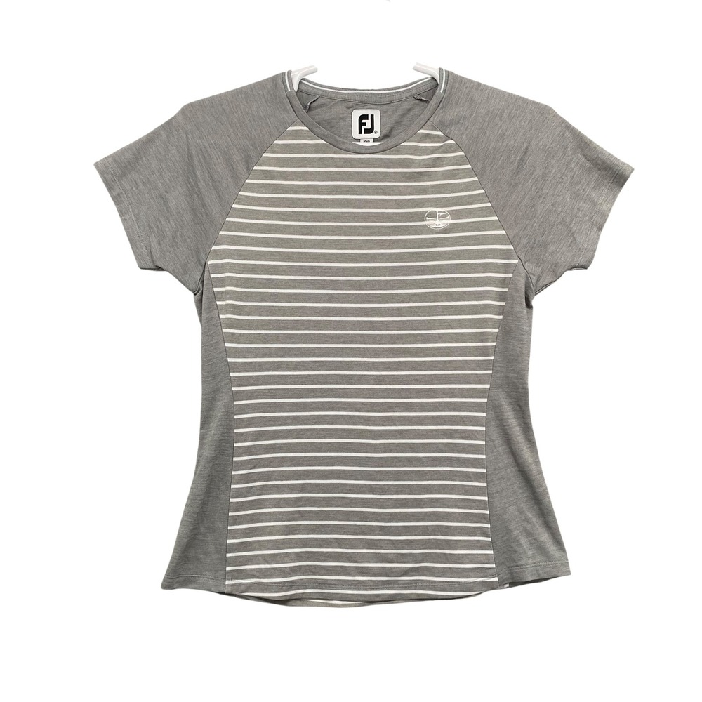 FootJoy Golf Polo Shirt‎ Striped Athletic Short Sleeve Top Gray White M